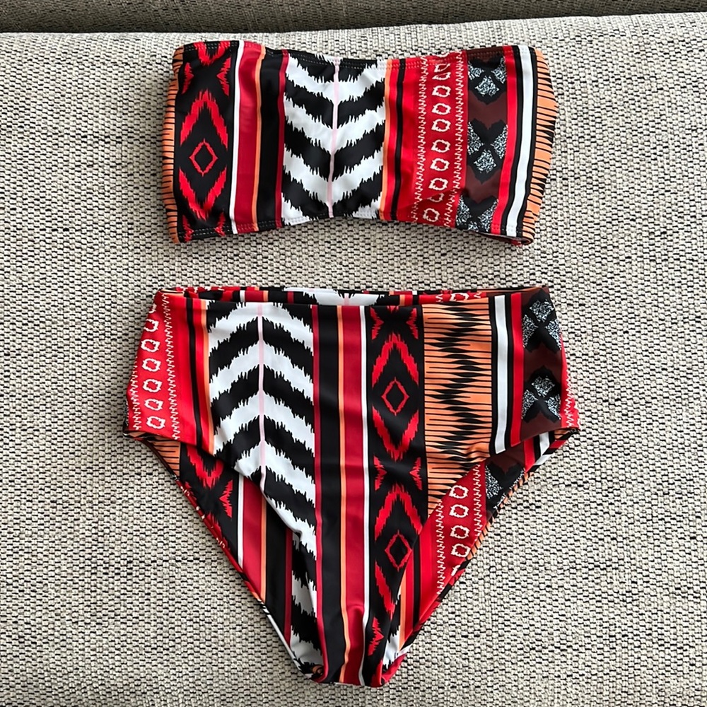 Aztec print adjustable bikini set